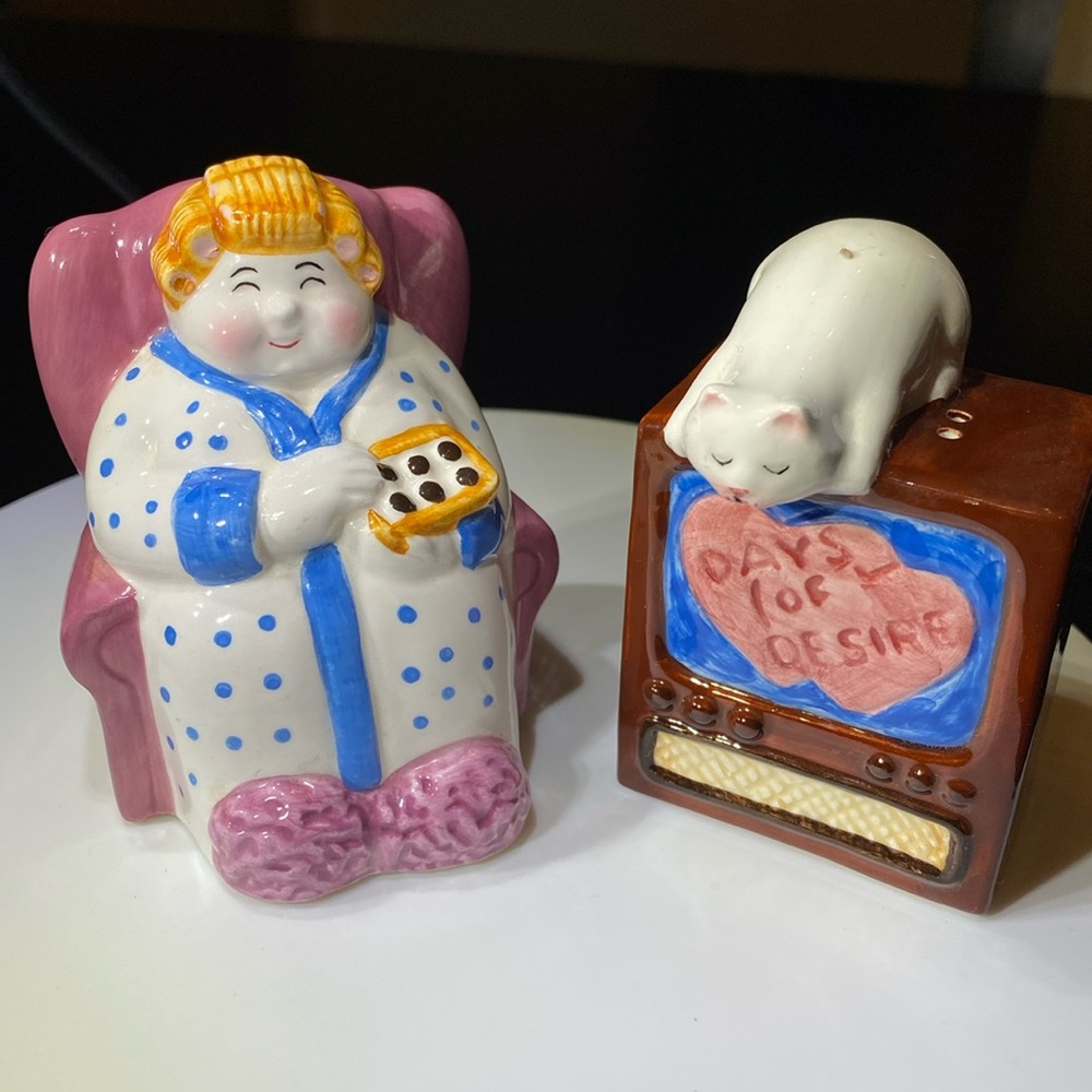 RARE Vintage Clay Art Set of Salt and Pepper Shakers